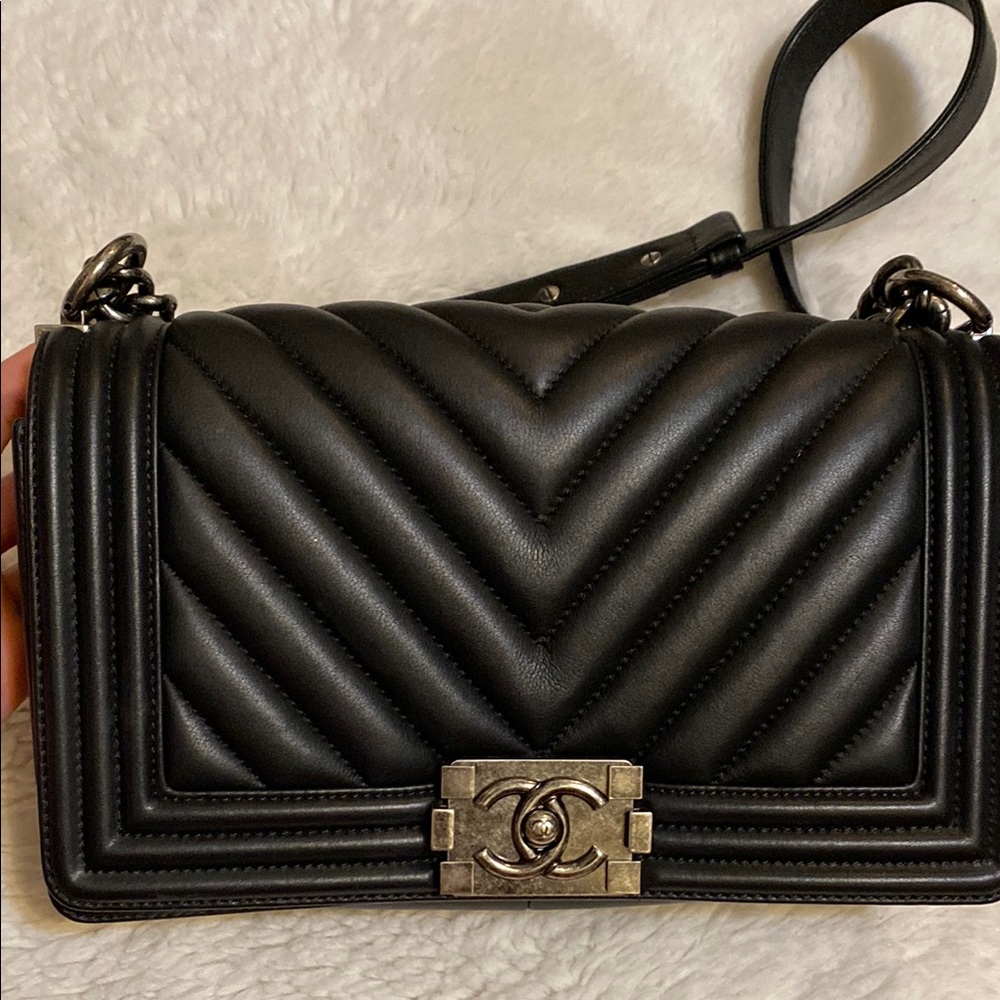 CHANEL Boy Bag with Chevron Quilting